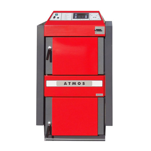 Kotel ATMOS DC 22 S: 22kW zplyňovací na dřevo, odtahový ventilátor a chladící smyčka