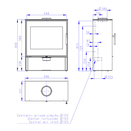 Romotop ALEDO 03 - krbová kamna, bok plech, víko plech