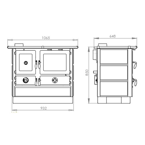MBS SD SUPER THERMO MAGNUM sporák s TV tmavě červený levý 16,3/10,1 kW