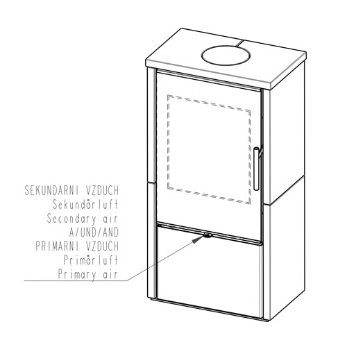 Romotop LAREDO F01 krbová kamna, keramika černá lesklá, korpus černý