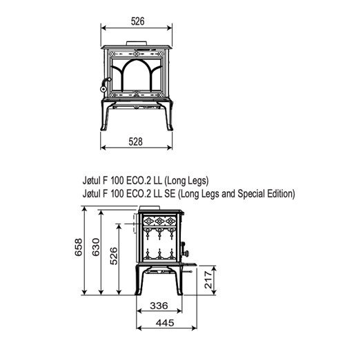 Jotul F100 ECO.2 LL BP, černý lak