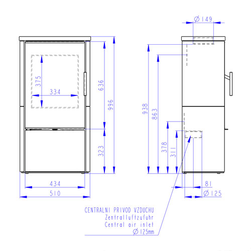 Romotop LAREDO F01 krbová kamna, keramika bílá lesk 90002